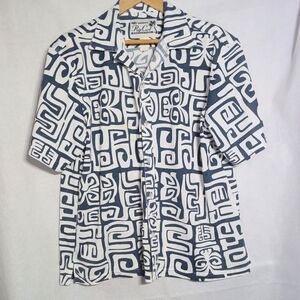 Rip Curl Navy and White Casual Button Down Hawaiian XXL Shirt